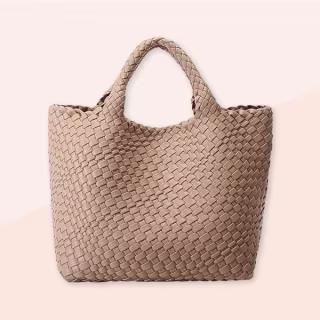 Woven Vegan Leather Tote Bag