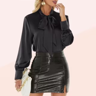 Long Sleeve Satin Button Down Shirt