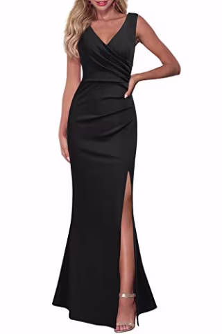 Sleeveless V-Neck Evening Cocktail Dress
