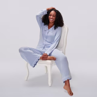 Cotidié Candace Scallop Long Sleeve Sleep Top