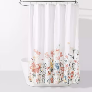 Watercolor Engineered Floral Shower Curtain