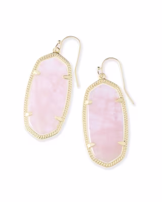 Elle Gold Drop Earrings in Rose Quartz