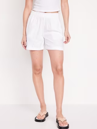 High-Waisted Crinkle Gauze Shorts