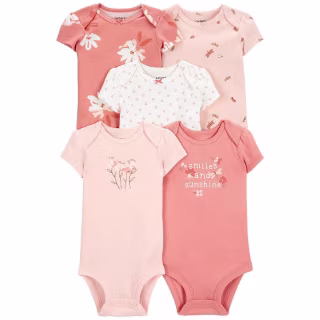 "Smiles & Sunshine" Short Sleeve Bodysuits (Pack of 5)