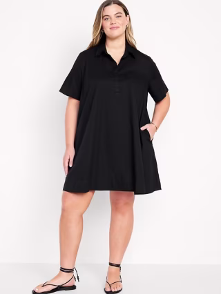 Short-Sleeve Mini Shirt Dress