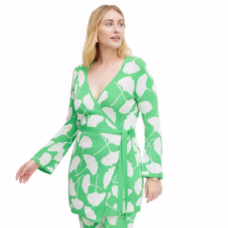 Long Sleeve V-Neck Ginkgo Green Sweater Wrap Top
