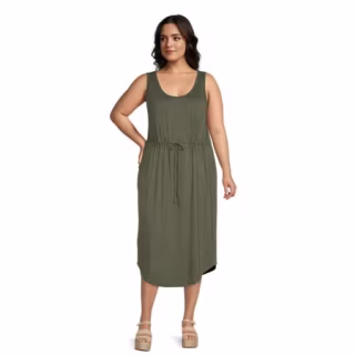 Women's Plus Size Drawstring Waist Tank Dress