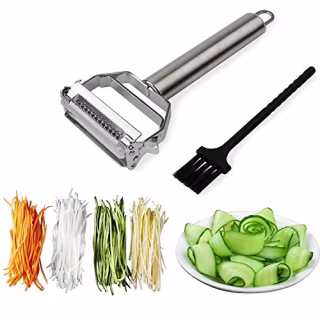 Julienne Peeler Stainless Steel Cutter Slicer with Cleaning Brush Pro