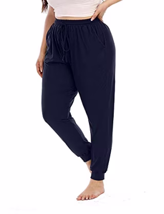 Gboomo Womens Plus-Size Lounge Pants Casual Stretchy Drawstring Jogger