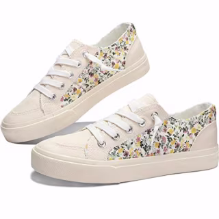Flower Print Comfortable Canvas Walking Shoes