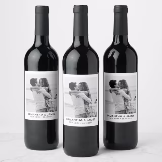 Zazzle Modern Photo Wedding Custom Wine Label