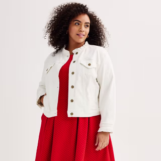 Ruffle Trim Denim Jacket