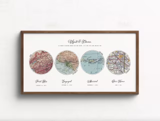 Personalized Couples Travel Map Art