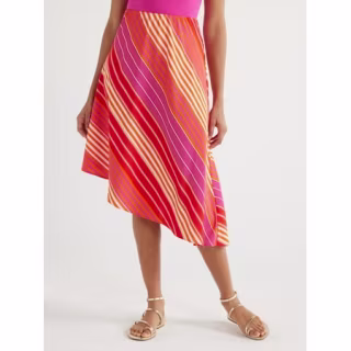 Asymmetrical Pull On Midi Skirt