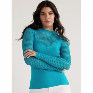 V-Neck Mesh Pullover Sweater