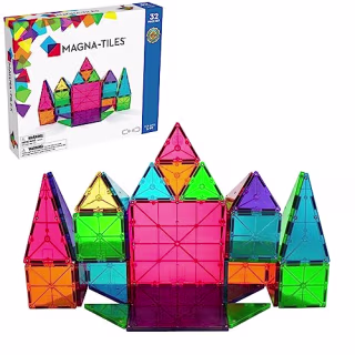 Child playing with Magna-Tiles.