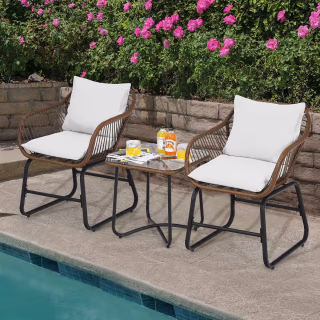 Patio Rattan Bistro Set (3 Piece)