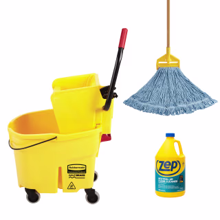 Rubbermaid Commercial WaveBrake Mop Bucket and Professional String Floor Mop