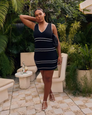 Crochet-Style V-Neck Mini Dress