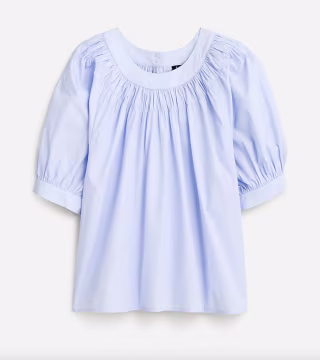 Smock-Neck Puff-Sleeve Top