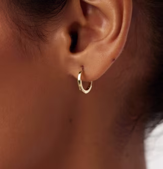 14K Gold Huggie Hoop Earrings