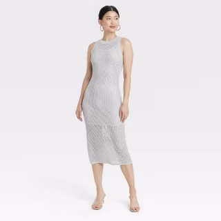 Openwork Midi Sweater Dress
