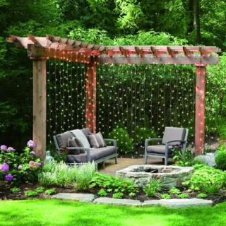 Better Homes & Gardens White Curtain Outdoor String Lights