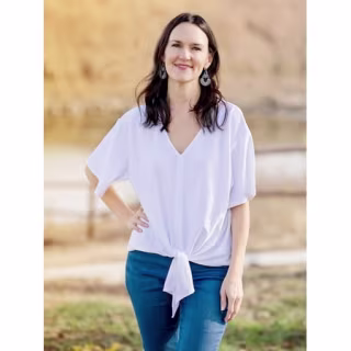 Tie Front V-Neck Top