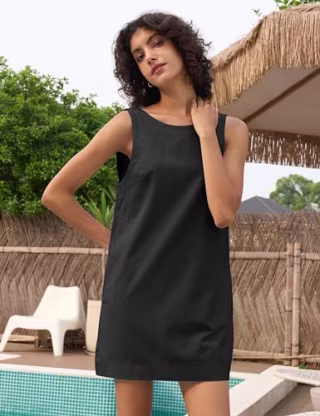 Crew Neck Sleeveless Open Back Dress