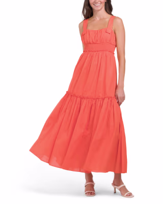 Cotton Maxi Dress With Draped Bodice
