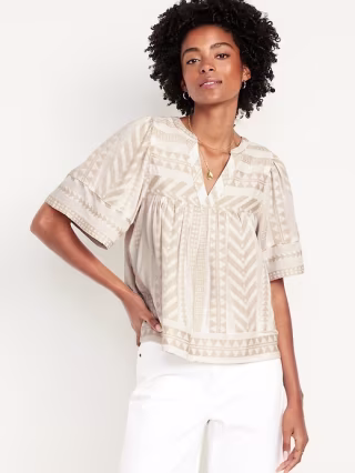 Old Navy Split-Neck Textured Top