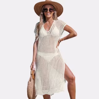 Short Sleeve Cut-Out Cover-Up Dress