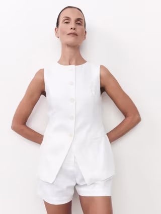Alessia White Linen Vest