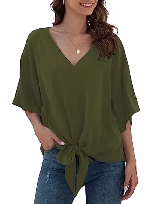 Tie Front Chiffon Blouse