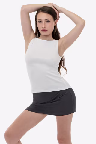 Baby Rib Sleeveless Boatneck Top