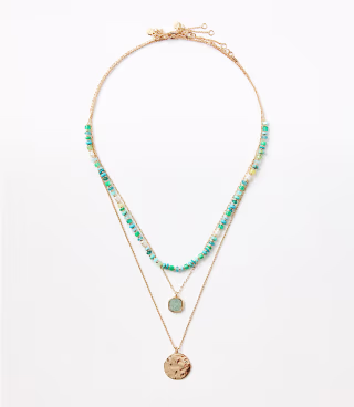 Coin Beaded Layered Necklace