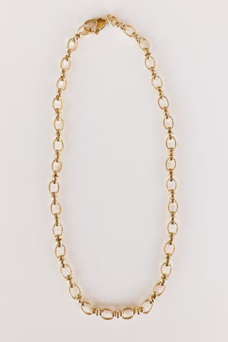 Gold Chunky Oval and Knot Link Necklace