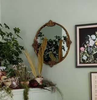 Round Ornate Gold Frame Mirror