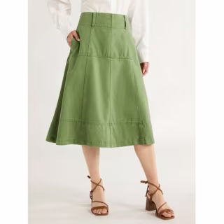 Flared Cotton Midi Skirt