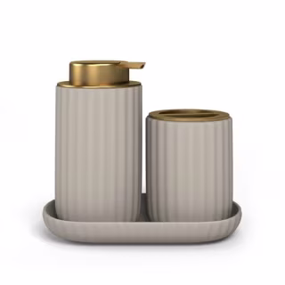 Fluted Stoneware Bath Accessories 3-Piece Set