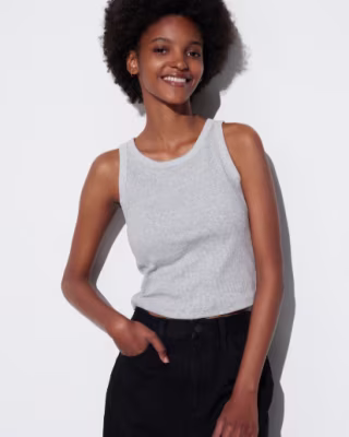 Ribbed Cropped Sleeveless Bra Top