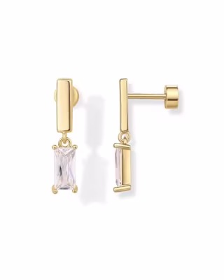 Dangle Baguette CZ Flat Back Earring