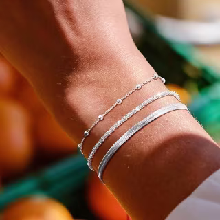 Silver Layered Bracelets Set