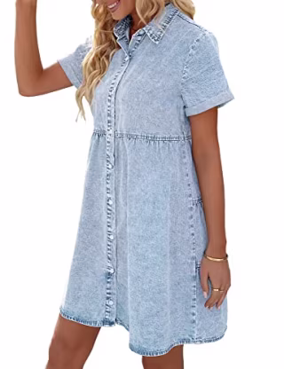 LookbookStore Babydoll Denim Dress