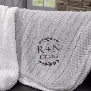Their Initials Personalized Knit Throw Blanket
