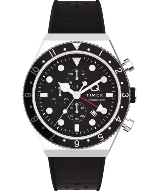 Q Timex Three-Time Zone Chronograph 40mm Watch