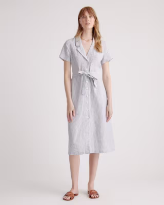 Quince 100% European Linen Button Front Dress