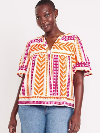 Old Navy Split-Neck Textured Top