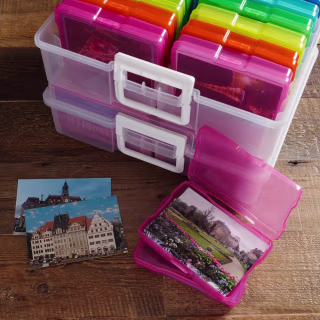 Photo Storage Box with Handle and Cases for Pictures (2 Pack)