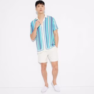 Men's Striped Short Sleeve Button-Down Shirt
